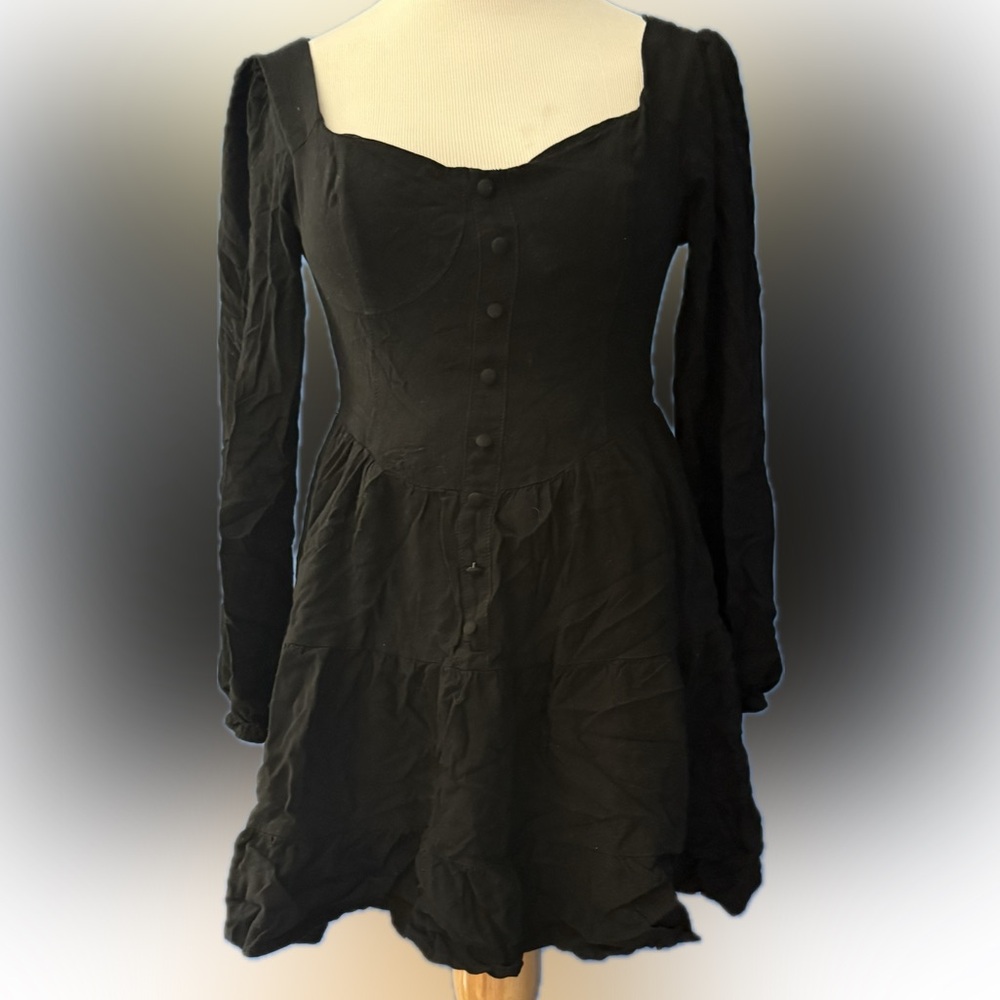Papermoon Gothic Long Sleeve Black Dress (S)